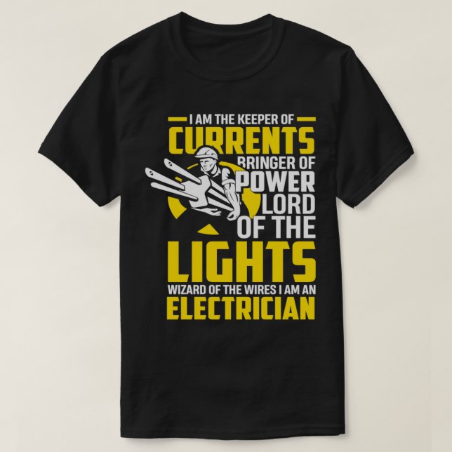Electrician Keeper Of Currents  Funny Electrician  T-Shirt (Design Front)