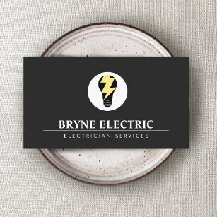 Electrician Light Bulb Logo Business Card