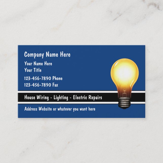 Electrician Lighting Modern Business Cards (Front)