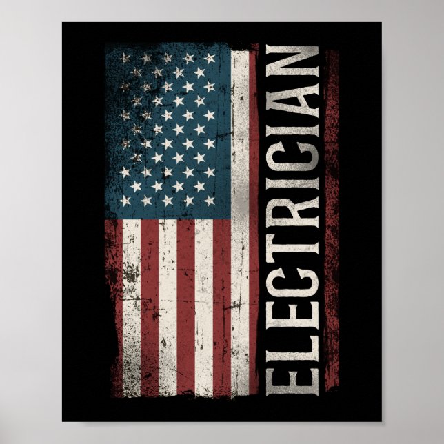 Electrician Lineman Electrician (American Flag) Poster (Front)
