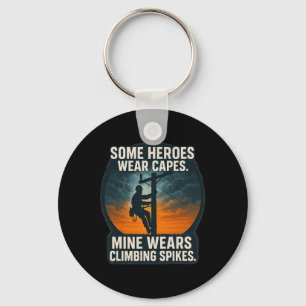 Electrician Lineworker Pride Climbing Spikes Desig Keychain