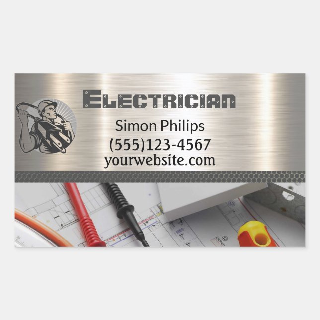 Electrician Metal Handyman Business card Sticker (Front)