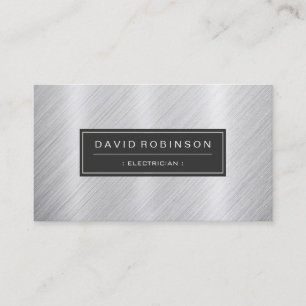 Electrician - Modern Brushed Metal Look Business Card