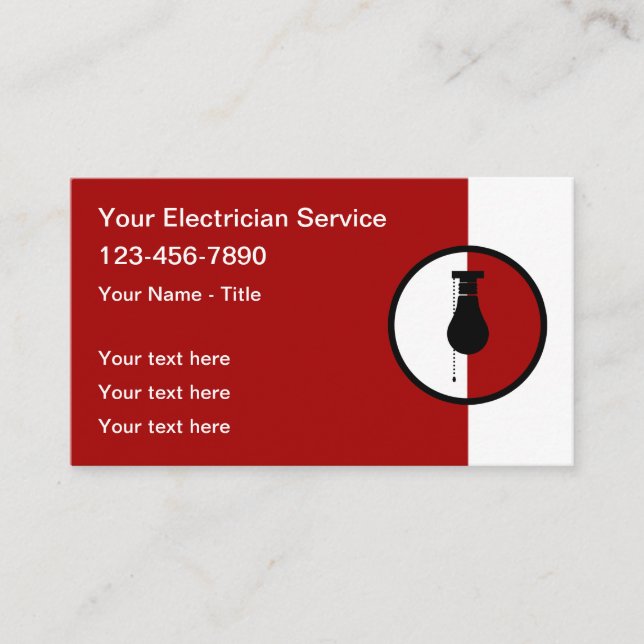 Electrician Modern Business Card Template (Front)
