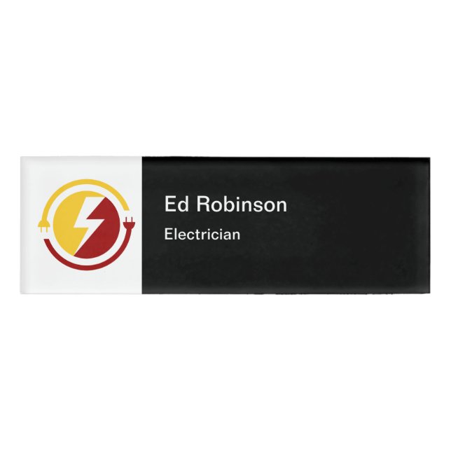 Electrician Modern Logo Staff Name Tags (Front)