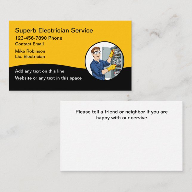 Electrician New Simple Business Cards (Front/Back)