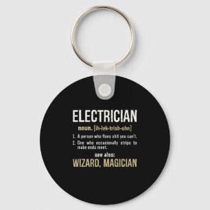 Electrician Noun Definition Funny Lineman Gifts Keychain