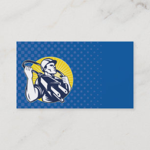 electrician power lineman worker electric business card