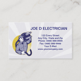 electrician power lineman worker electric business card