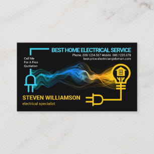Electrician Powers Up Electrical Circuit Home Bulb Business Card