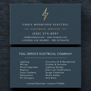 Electrician – Professional Blue Electric Company Business Card