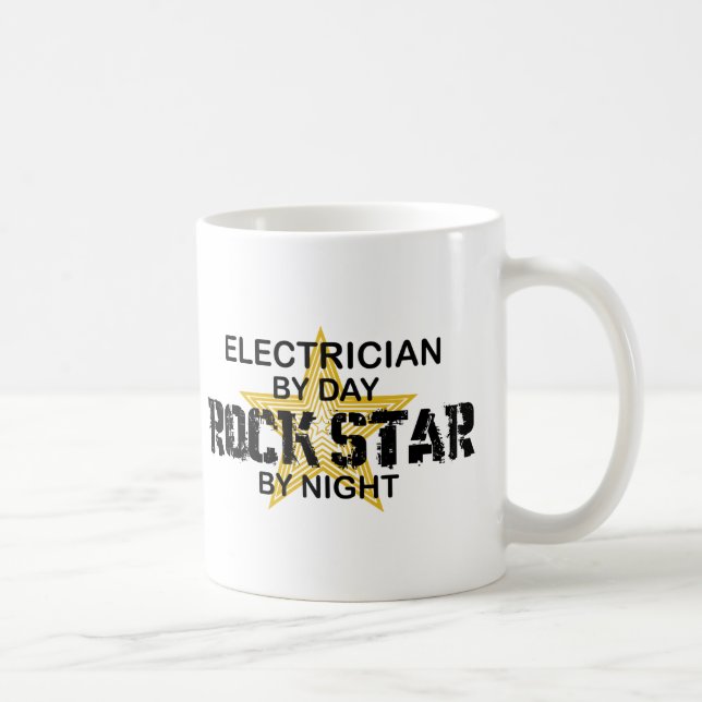 Electrician Rock Star by Night Coffee Mug (Right)