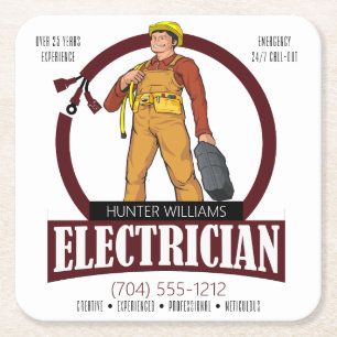 Electrician Square Paper Coaster