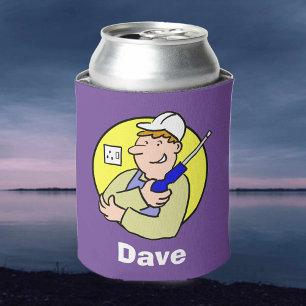 Electrician Tradesman with Name Can Cooler