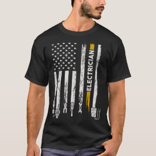Electrician US Flag Electricians Tools Lineman Fat T-Shirt