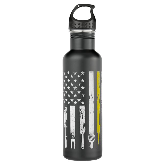 Electrician US Flag Tools For Electricians Gift  710 Ml Water Bottle (Front)