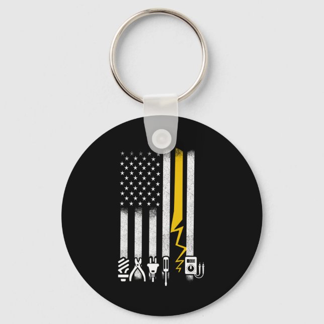 Electrician US Flag Tools for Electricians Keychain (Front)
