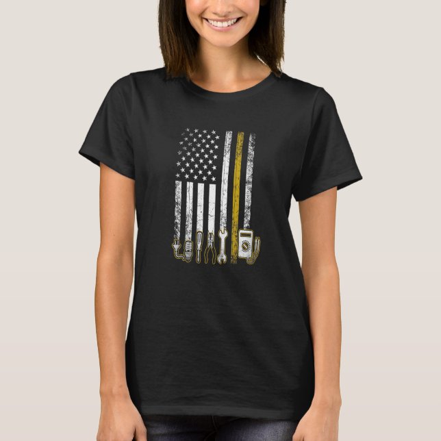 Electrician Us Flag Tools For Electricians T-Shirt (Front)