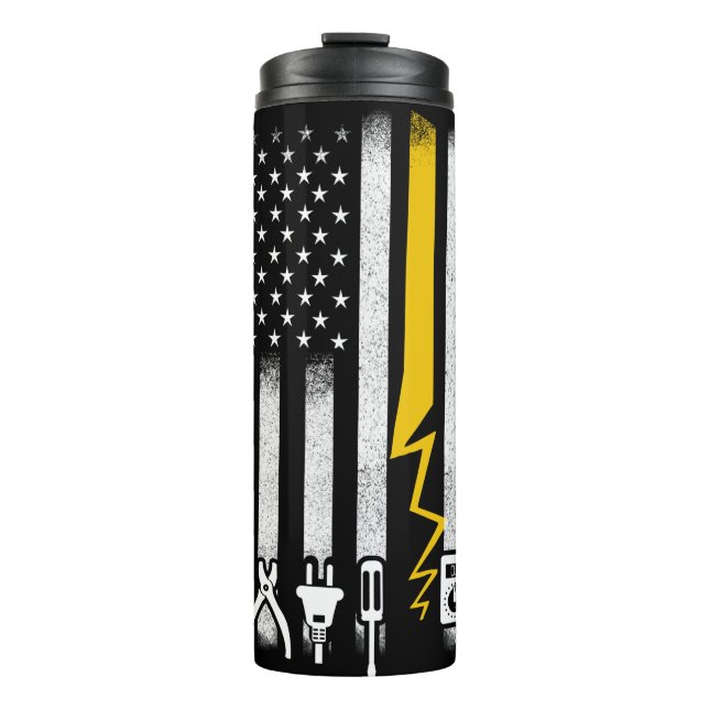 Electrician US Flag Tools for Electricians Thermal Tumbler (Front)
