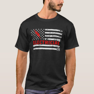Electrician USA Flag Voltage Lineman Circuit Cable T-Shirt