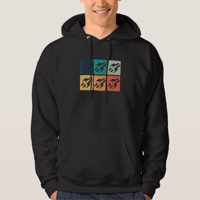 Electrician- Vintage Retro Electric Plug Hoodie (Front)