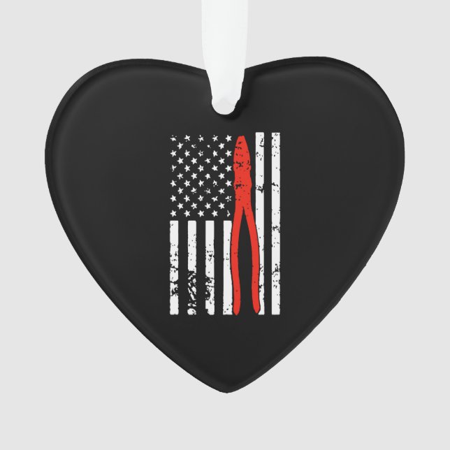 Electrician with America Flag Ornament (Front)