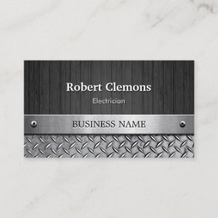 Electrician - Wood and Metal Look Business Card