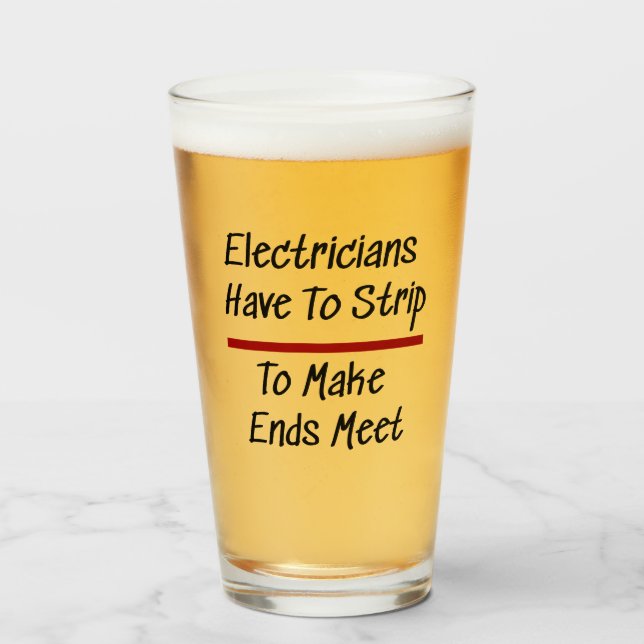 Electricians Joke Funny Novelty Humour Electrical Glass (Front Filled)