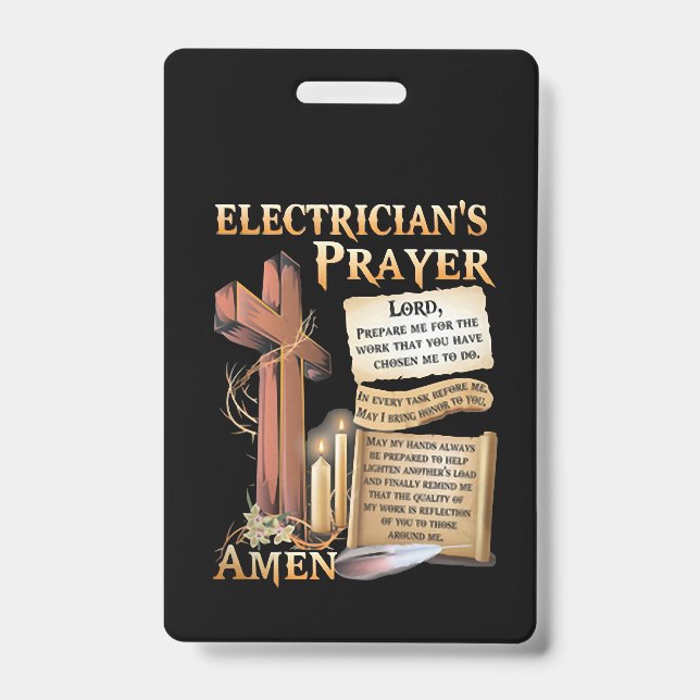 Electrician's prayer Amen Badge (Front)