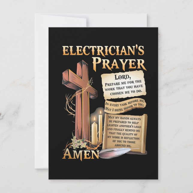 Electrician's prayer Amen Card (Front)