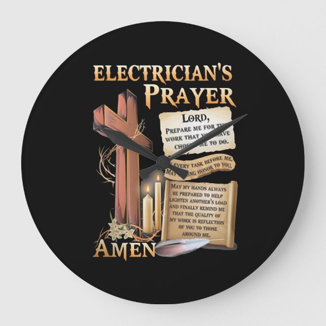 Electrician's prayer Amen Large Clock (Front)