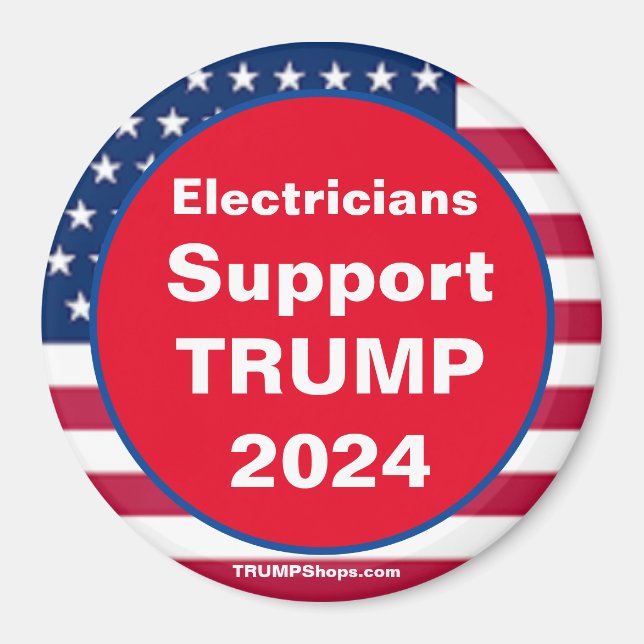 Electricians Support TRUMP 2024 Red Refrigerator Magnet (Front)