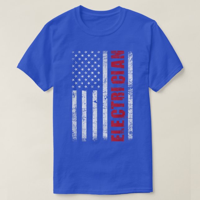 ElectricianUSA Flag Lineman Electrical Worker Repa T-Shirt (Design Front)