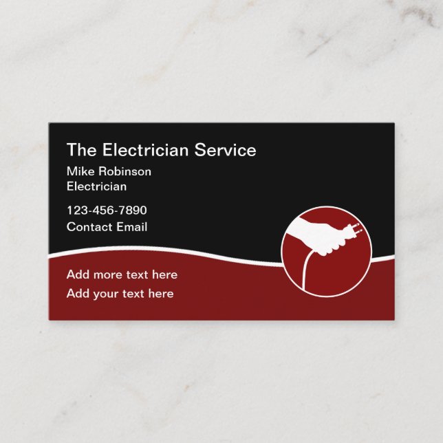 Electricien Cartes de visite nouvellement conçus (Devant)