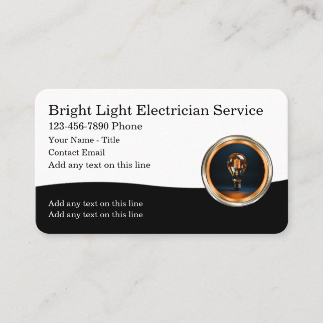 Électricien Classique Thème Cartes d'Appel D'Affai (Devant)
