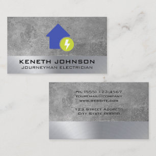 Electricity and Home Icon   Texture Background Business Card
