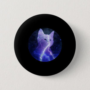 Electricity Cat Lightning Graphic Art Cat Mom  2 Inch Round Button