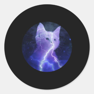 Electricity Cat Lightning Graphic Art Cat Mom  Classic Round Sticker