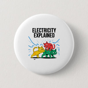 Electricity Explained Funny Cat Physics Humor Scie 2 Inch Round Button