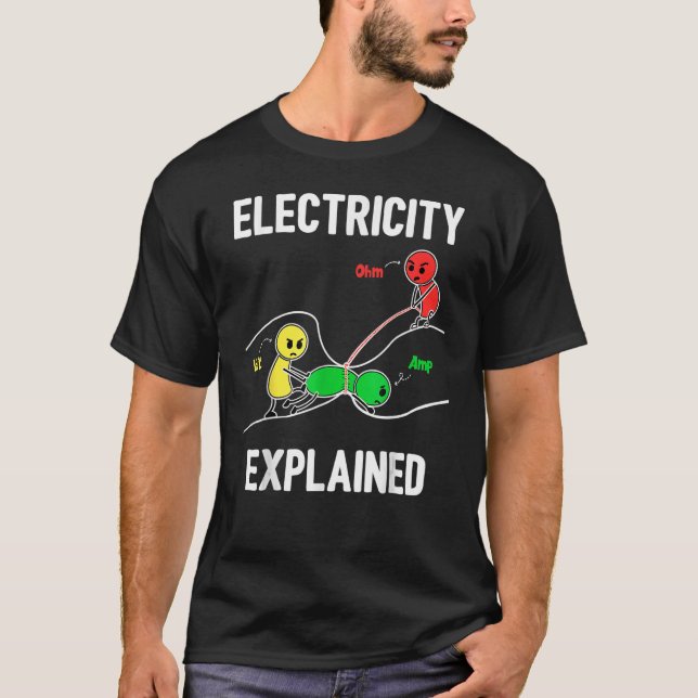 Electricity Explained Ohm Volt Ampere  Electrician T-Shirt (Front)