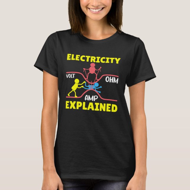 Electricity Explained Volt Ohm AMP  Electricity Sc T-Shirt (Front)