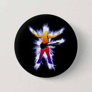 Electrifying Bass Player Graphic 2 Inch Round Button