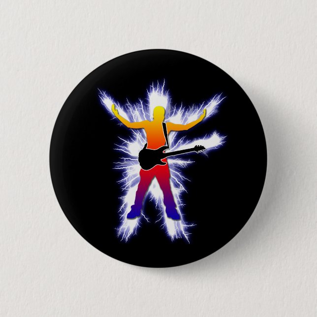 Electrifying Bass Player Graphic 2 Inch Round Button (Front)