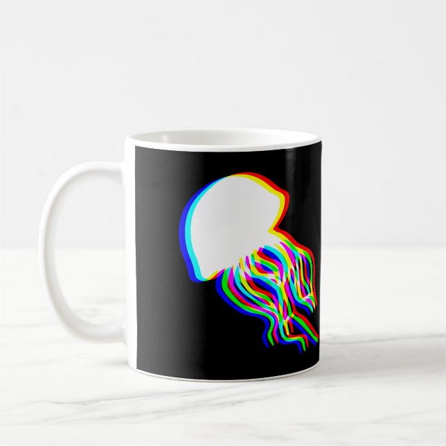 Electrifying Jellyfish EDM Raver Silhouette Coffee Mug (Left)