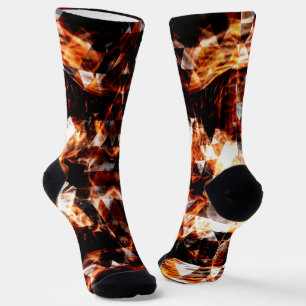 Electrifying orange sparkly triangle fire flames socks