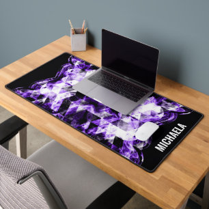 Electrifying purple violet sparkly Monogram Desk Mat