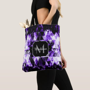 Electrifying purple violet sparkly Monogram Tote Bag