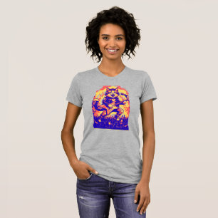 Electrifying Rockstar Cat Playing Guitar T-Shirt