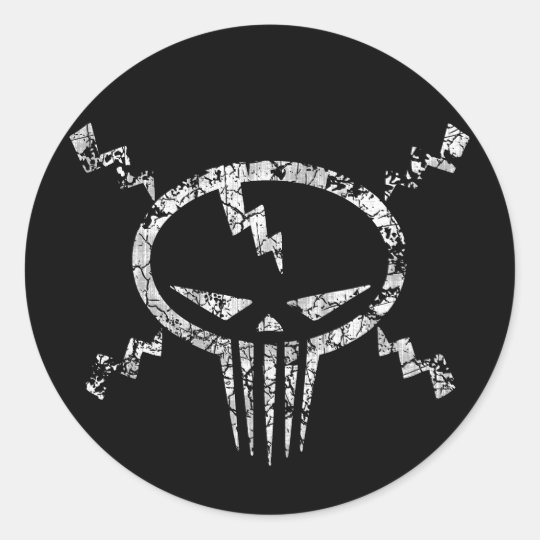 Electro Skull Classic Round Sticker