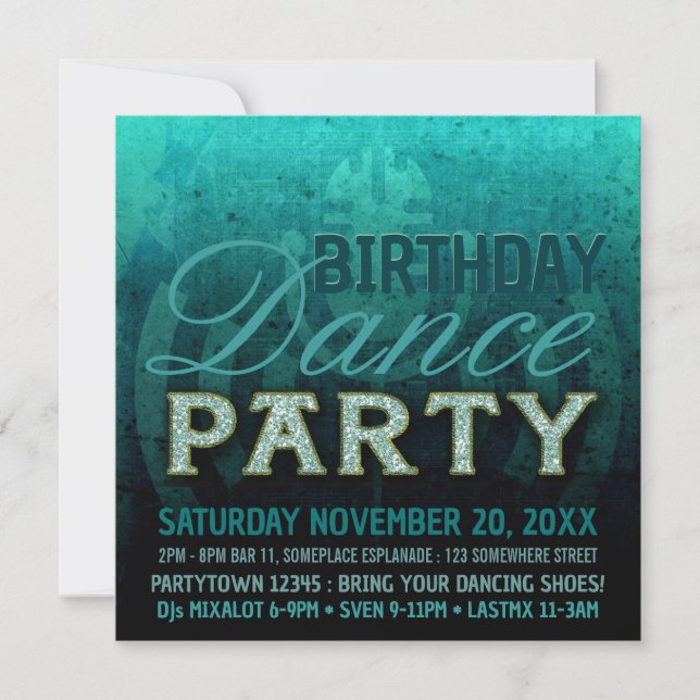 Electro Sounds Dance Party Birthday Invitation (Front)